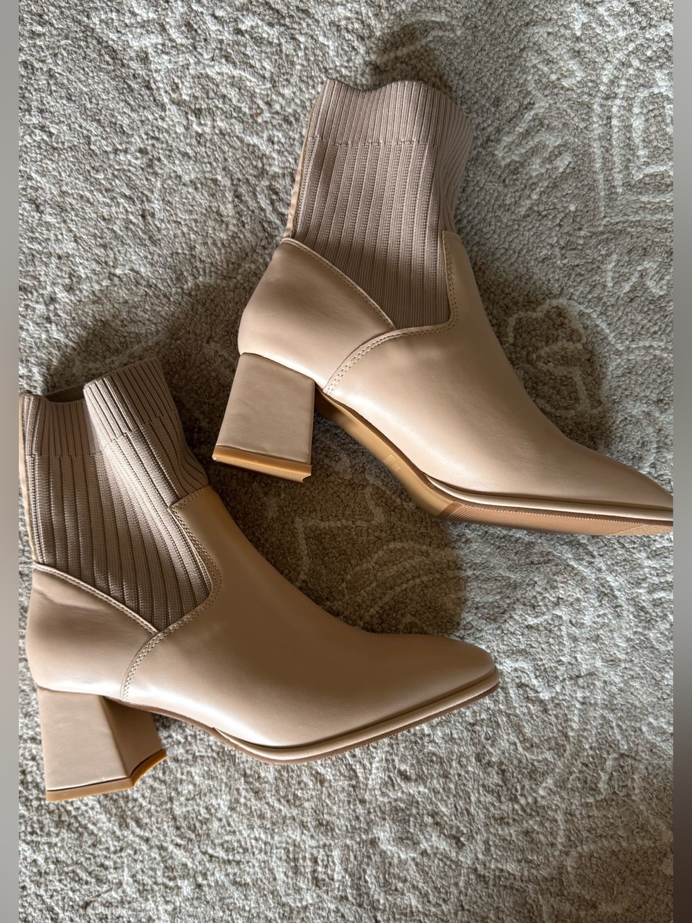 NEW Women’s Beige Nude Fall Ankle Boots - Block Heel, Size 39